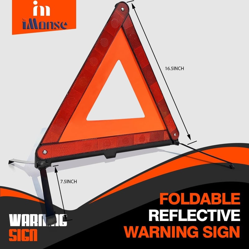 iMonse Warning Safety Triangle Kit, Emergency Roadside Warning Reflective Triangle, Foldable with Storage Case for Roadside Breakdowns Emergenc 3 Pack - Image 3